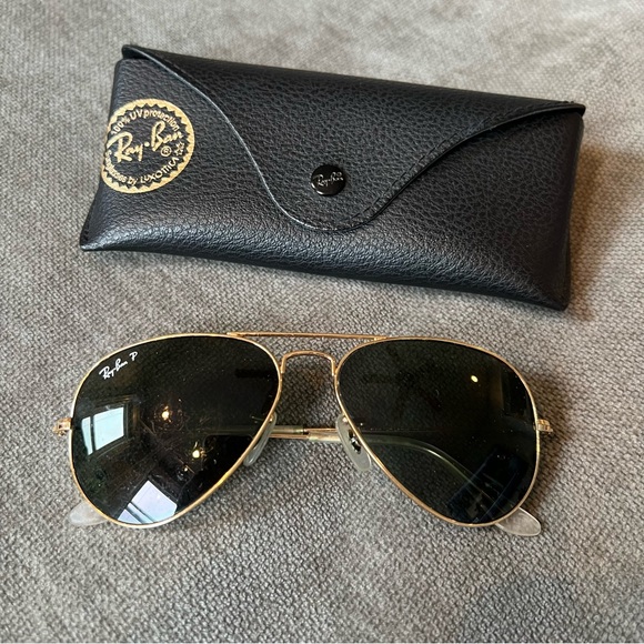Ray-Ban Accessories - Ray Ban Aviators Black Green Gold Polarized
